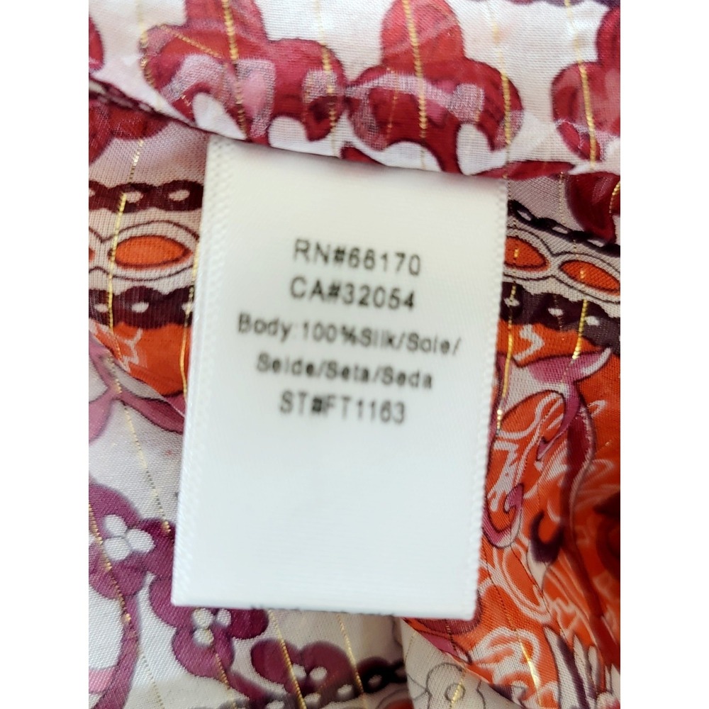 Maeve Anthropologie S Silk Paisley Metallic Stripe Blouse Orange Purple Small‎ - Picture 13 of 15